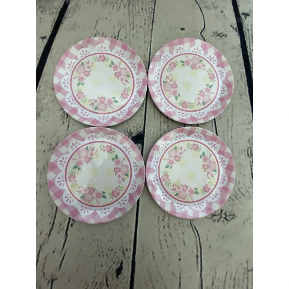 Schylling 15 Piece Tin Tea Set Fancy Tea Teapot Teacups/Saucers Pink Flower 2017